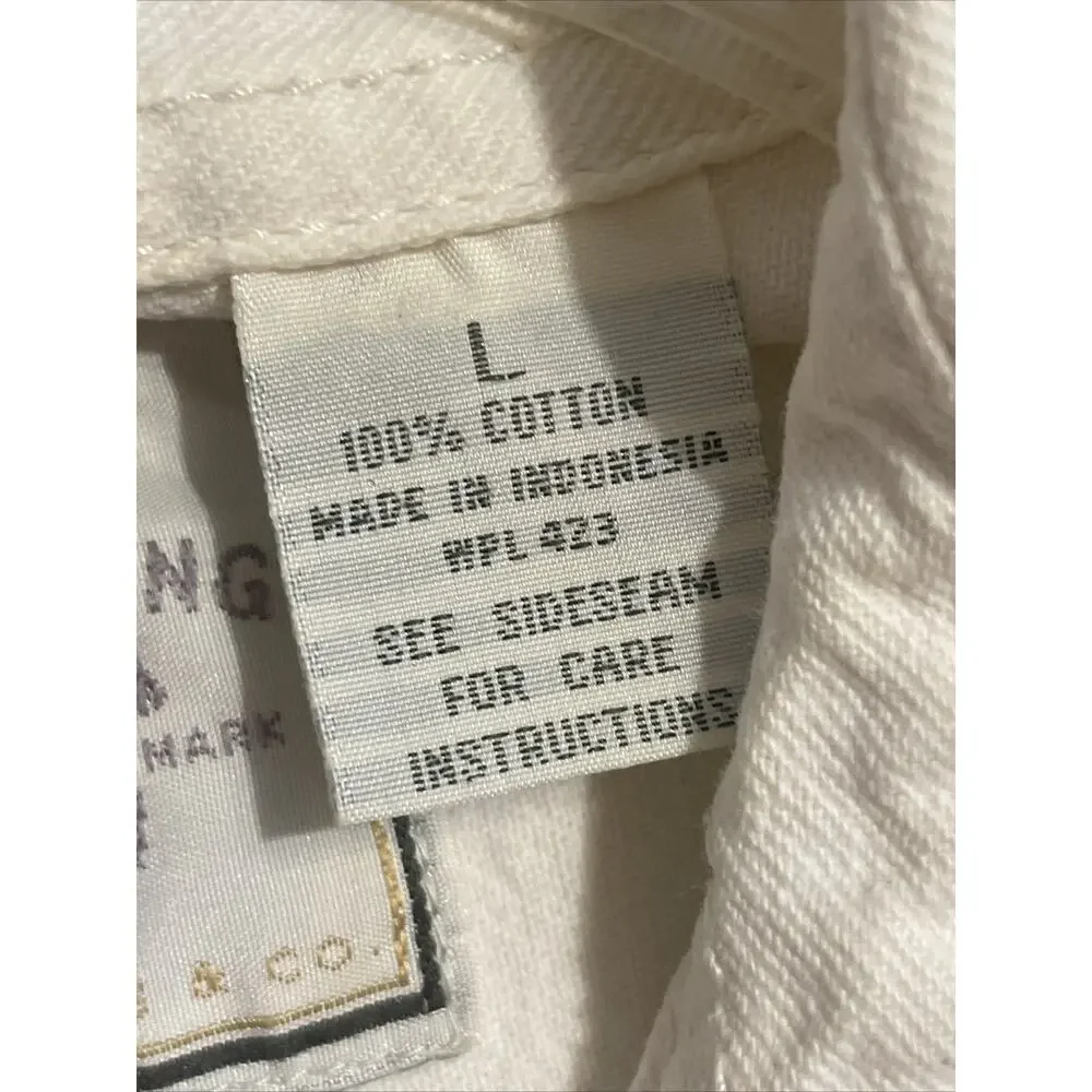 Vintage 90s Levi’s Red Tab Men’s Large White Long Sleeve Shirt W/Metal Buttons